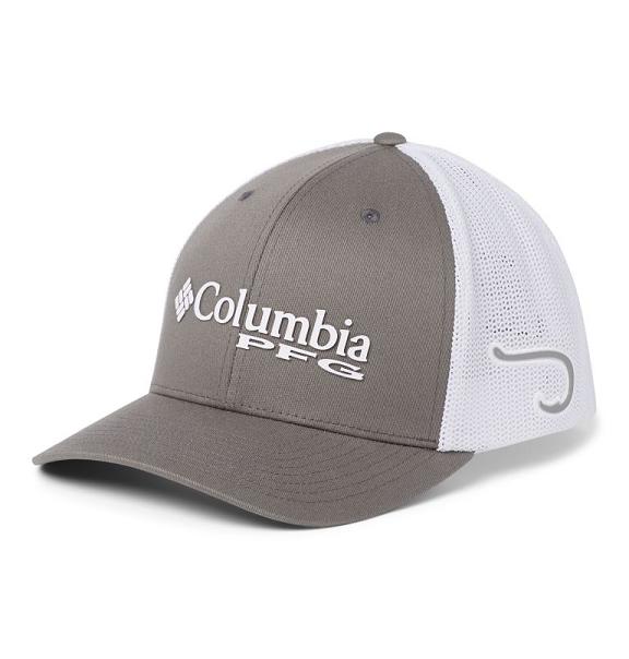 Columbia PFG Mesh Hats Grey White For Men's NZ50693 New Zealand